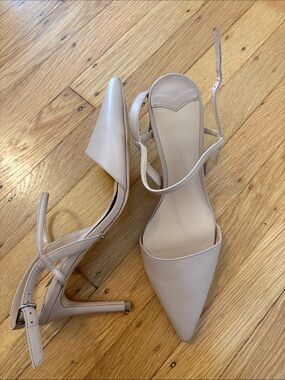 Tony Bianco Nude Pointed-Toe Slingback Heels